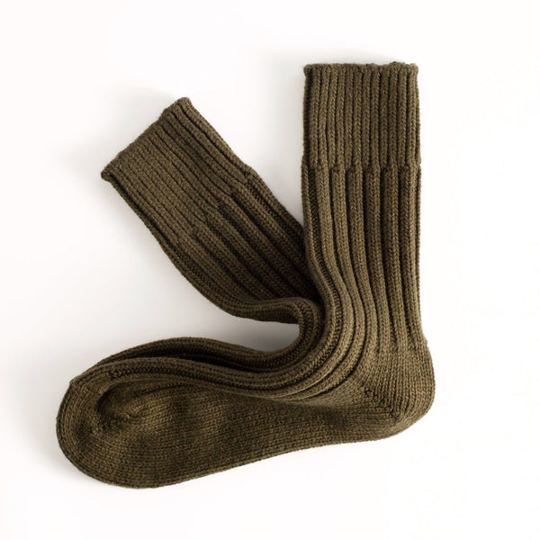 Thunders Love Mens Wool Collection Soild Olive Green Socks