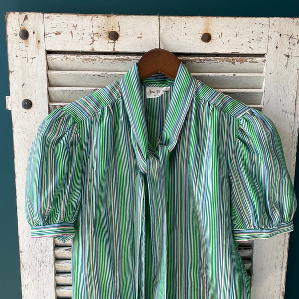 Vintage Green Stripe Blouse