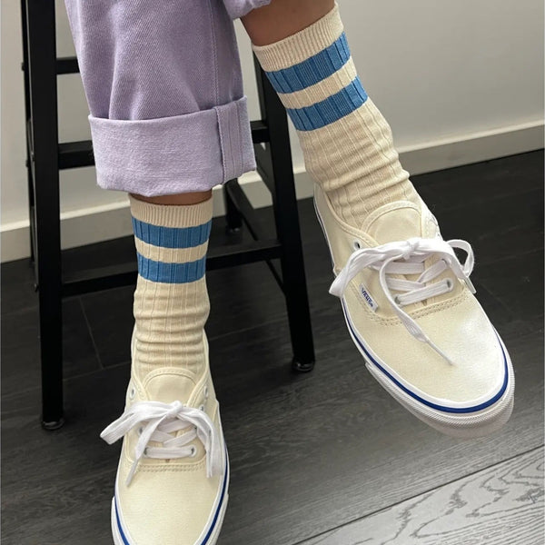 Le Bon Shoppe Varsity Socks in Sugar Blue Stripe