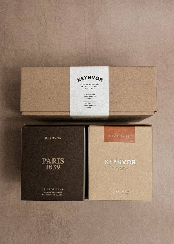 Three cardboard boxes with 'Keynvor' branding on a brown background