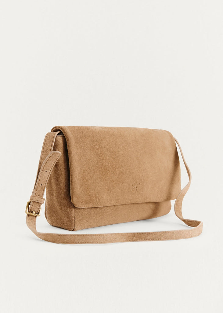 ese O ese City Suede Leather Bag In Taupe