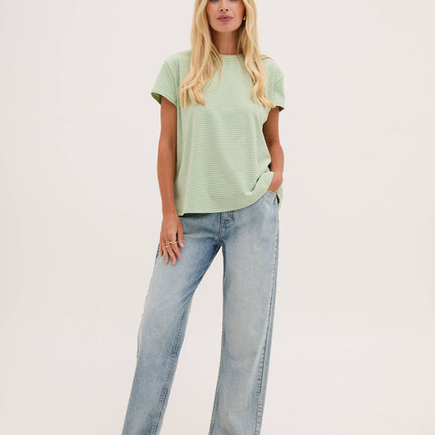 Mimi Stripe Super Soft Top: Mint Green 