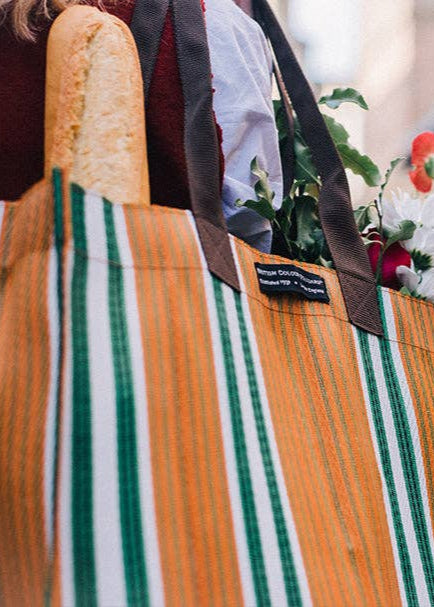 Eco Woven Market Shopper in Spanish Orange and Grass