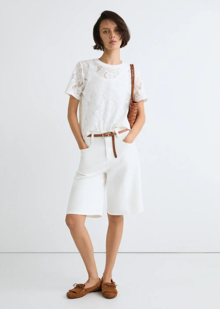 Ese O Ese Lace T-Shirt in Ecru
