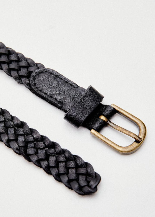 Leather Braided Belt in Black