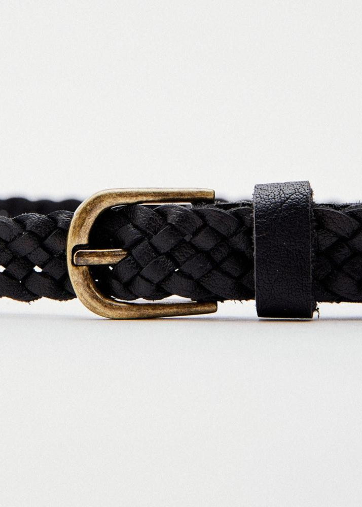 Leather Braided Belt in Black