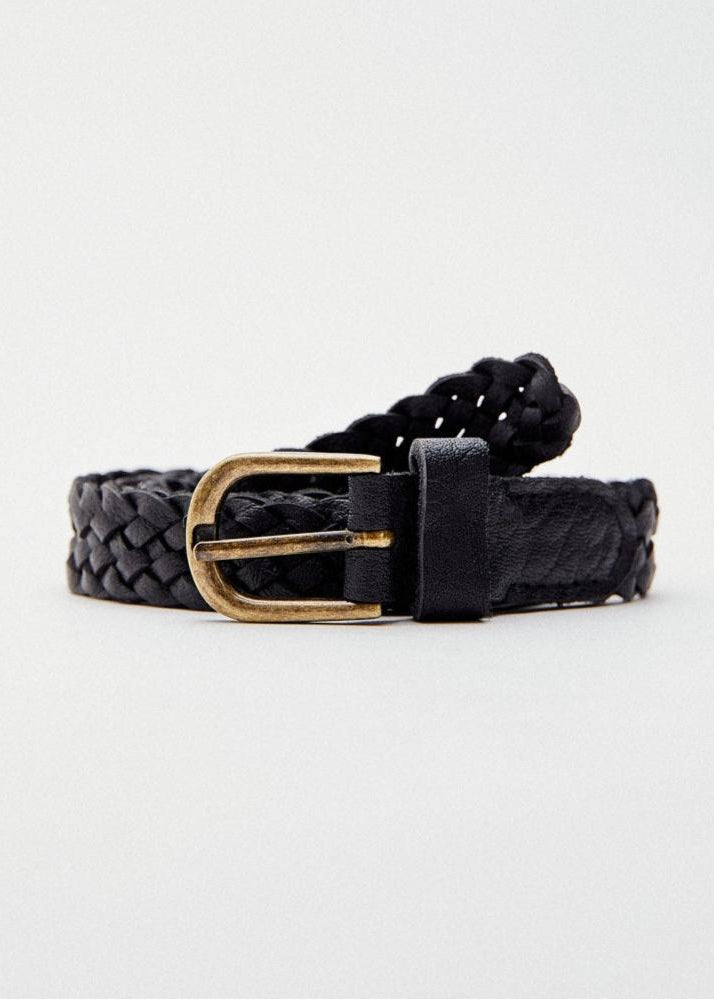 Leather Braided Belt in Black