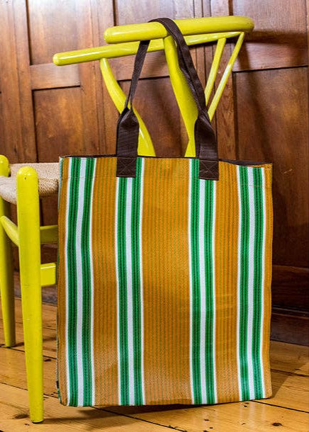 Eco Woven Market Shopper in Spanish Orange and Grass