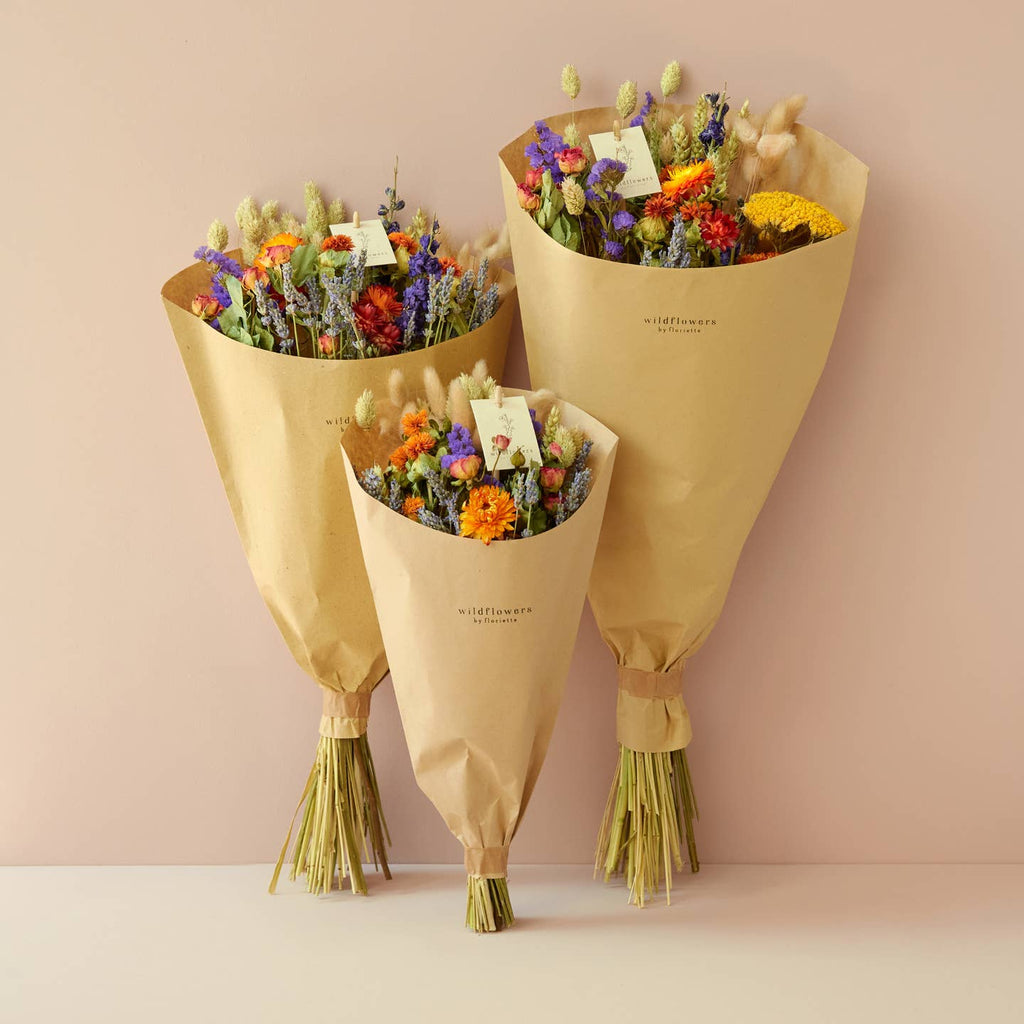 Dried Flowers Orange Field Bouquet In Medium