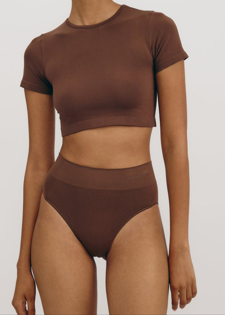 Smooth High Leg Brief in Walnut