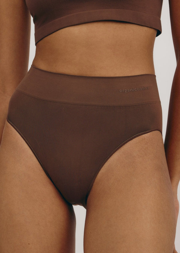 Smooth High Leg Brief in Walnut