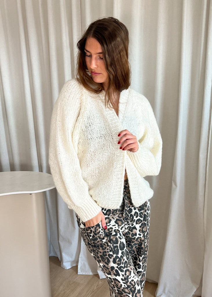 Noella Fora Knit Cardigan in White