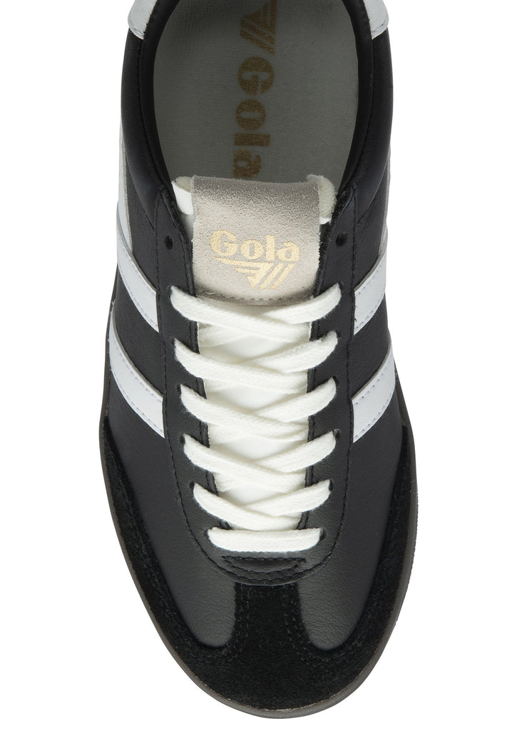 Black and white sneaker with 'Gola' branding on a white background