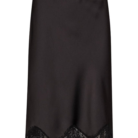 Black skirt with lace hem on a white background