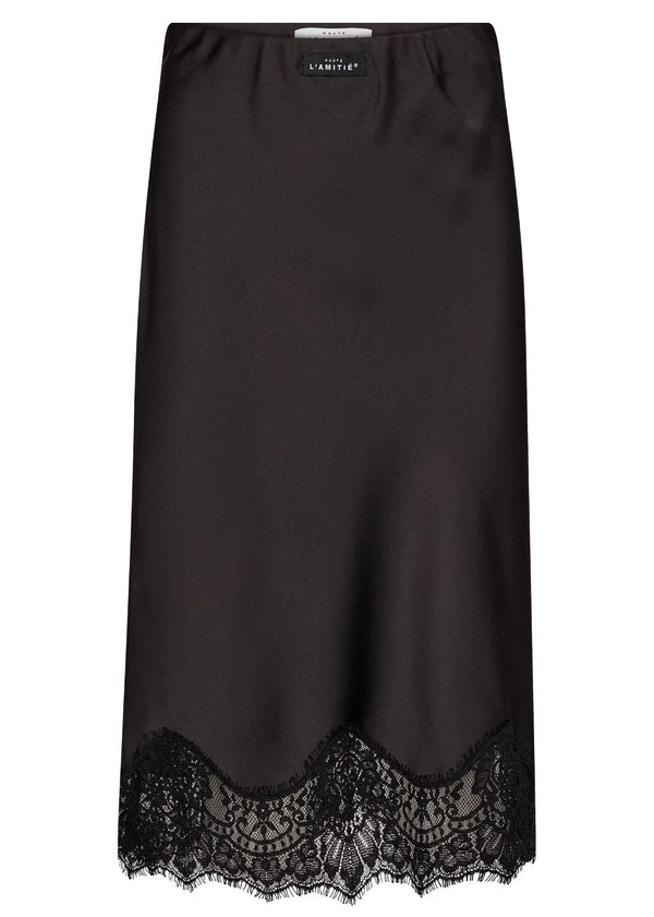 Black skirt with lace hem on a white background