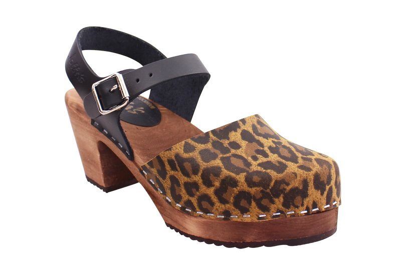 Leopard Print Highwood Clogs with Brown Base