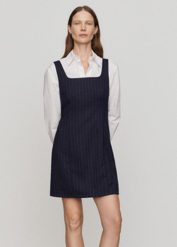 Diplomatic Pichi Pinstripe Dress in Navy