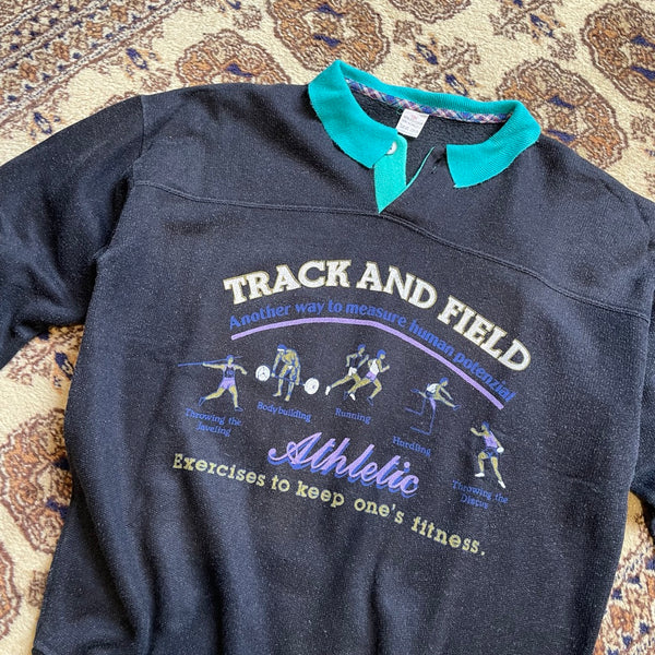 Vintage Track & Field Collared Sweatshirt