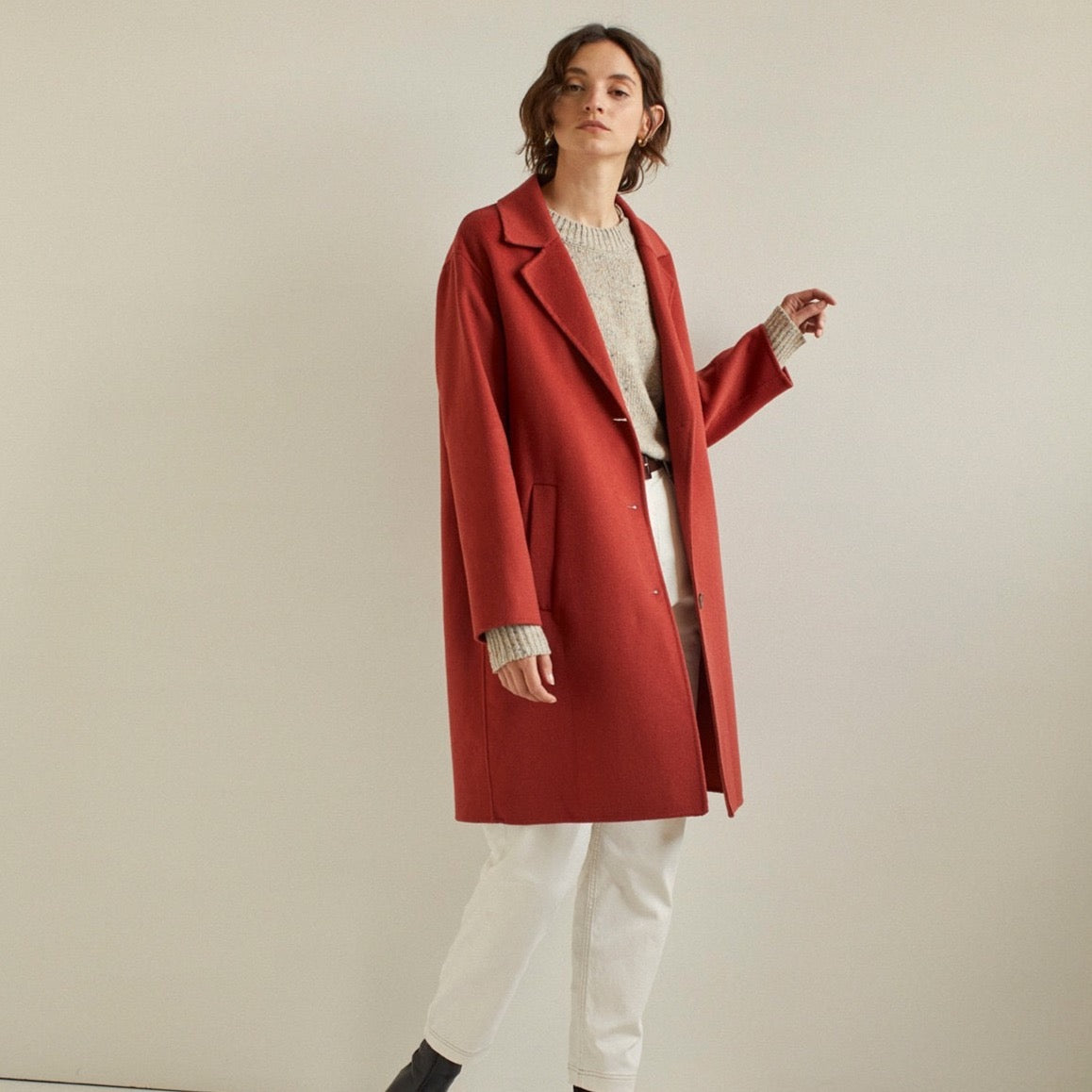 YERSE Handmade Red Coat With Buttons