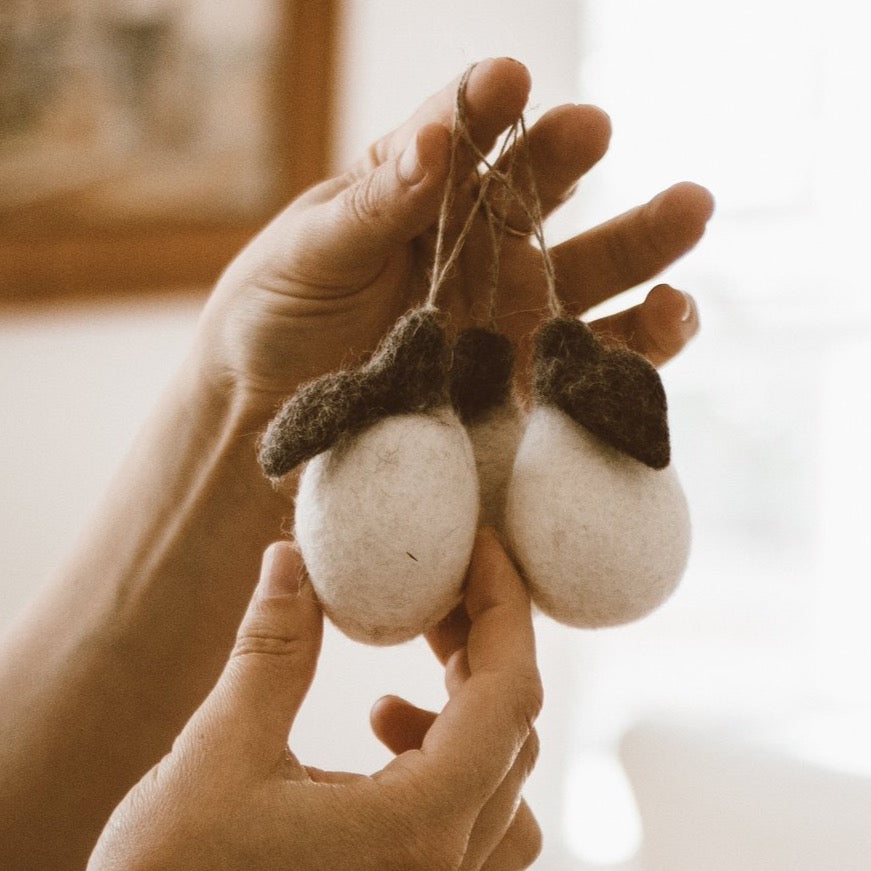 Little White Pear in Natural Wool | Handmade by Goldrick
