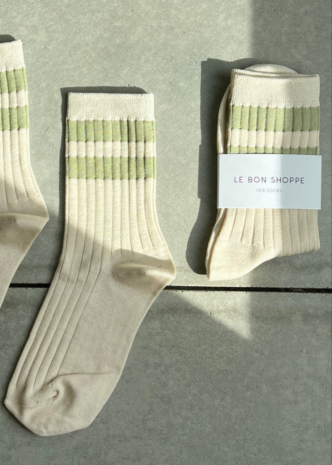 Le Bon Shoppe Varsity Socks in Guacamole