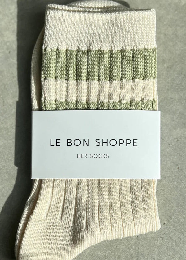 Le Bon Shoppe Varsity Socks in Guacamole