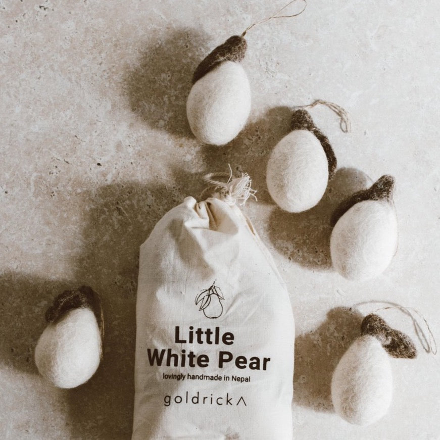 Little White Pear in Natural Wool | Handmade by Goldrick