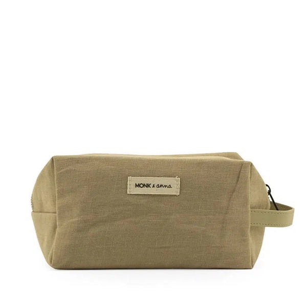 Monk and Anna Linen Toiletry Bag In Pistachio